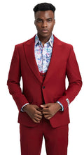 Load image into Gallery viewer, Stacy Adams Fashion Suit 3 Piece Dark Red Peak Lapel Low Cut Vest