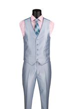 Load image into Gallery viewer, Men's Shiny Fancy Prom Slim Fit Suit Light Blue 3 Piece Vested SV2D-1