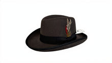 Load image into Gallery viewer, Men's Gray Godfather Hat 100% Wool Felt Homburg Hat Capas
