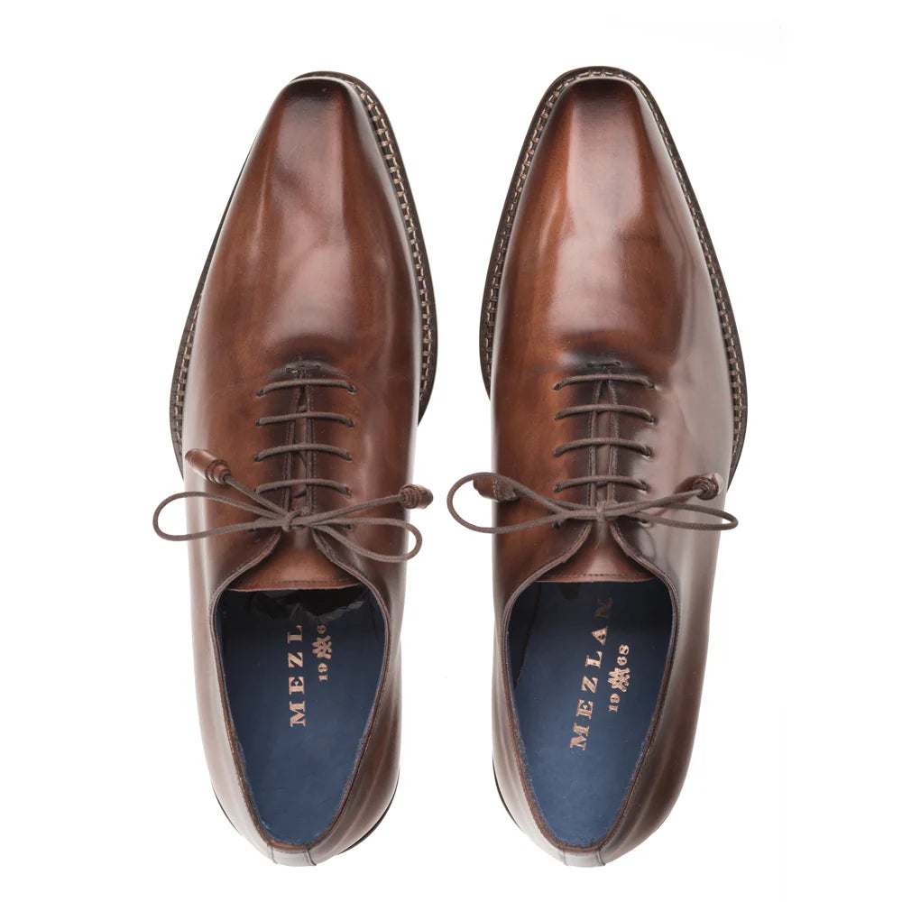 Mezlan Men's Brown Designer Plain Toe Lace Up Shoes Enterprise