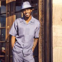 Load image into Gallery viewer, Montique Men's Summer Walking Suit Short Sleeve Lilac 2603