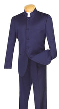 Load image into Gallery viewer, Men's Blue Chinese Mandarin Collar Suit 5HT