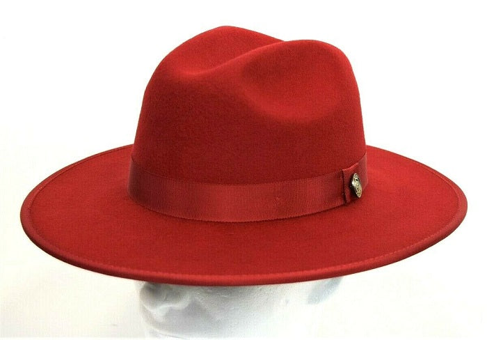 Bruno Capelo Men's Wide Brim Hat Red Black Bottom Hats MO213 M / Black/Red