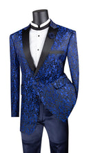 Load image into Gallery viewer, Men's Blue Floral Paisley Tuxedo Jacket Blazer BF-2
