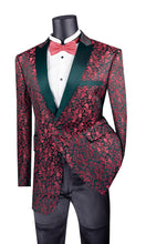 Load image into Gallery viewer, Men's Red Floral Paisley Tuxedo Jacket Blazer BF-2