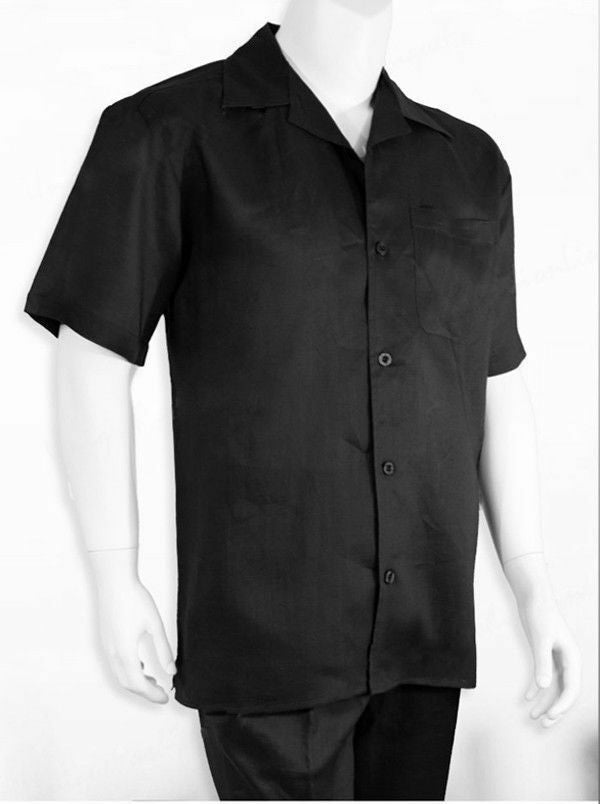 Mens Black Linen Walking Suit Casual Summer Outfit Successo 1065
