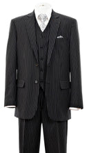Load image into Gallery viewer, Men&#39;s Three Piece Black Pinstripe Suit Regular Fit Fortini 5702V10
