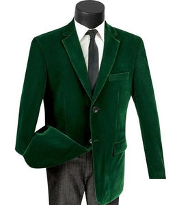 Vinci Men's Green Velvet Sport Coat Regular Fit Blazer B-27