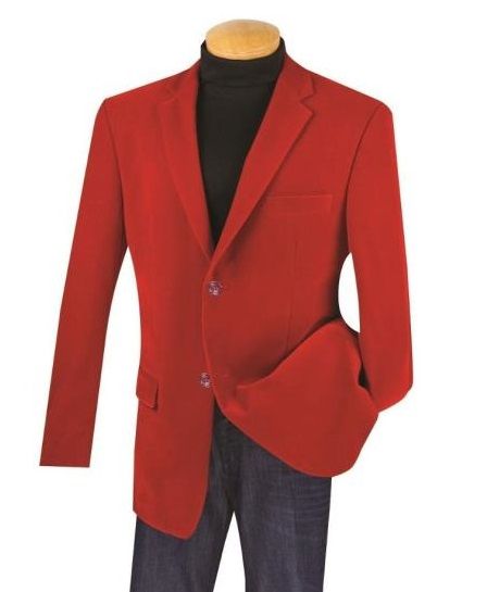 Vinci Men's Red Velvet Sport Coat Regular Fit Blazer B-27