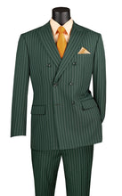 Load image into Gallery viewer, Retro Collection Mens Double Breasted Hunter Green Pinstripe Suit DSS-4
