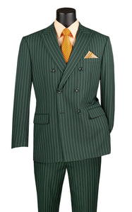 Retro Collection Mens Double Breasted Hunter Green Pinstripe Suit DSS-4