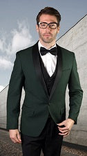 Statement Hunter Green Modern Fit 3 Piece Shawl Collar Fashion Tuxedo Encore