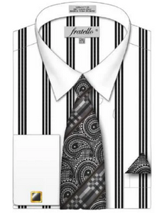 fratello dress shirts NEW Fratello Dress Shirt FRENCH CUFF and Cufflinks nwt 15.5 33- 34 Black Blue