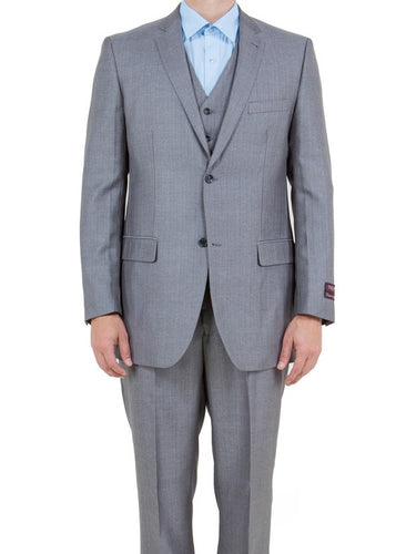 Men's Gray 3 Piece Suit Textured Solid Tazio