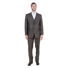 Load image into Gallery viewer, Brown Solid Shiny Sharkskin 3-PC Regular Modern Fit Suits
