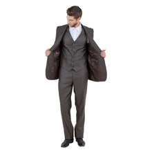 Load image into Gallery viewer, Brown Solid Shiny Sharkskin 3-PC Regular Modern Fit Suits
