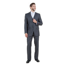 Load image into Gallery viewer, Steel Navy Solid Shiny Sharkskin 3-PC Regular Modern Fit Suits
