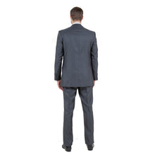 Load image into Gallery viewer, Steel Navy Solid Shiny Sharkskin 3-PC Regular Modern Fit Suits
