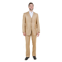Load image into Gallery viewer, Lt. Beige Solid Shiny Sharkskin 3-PC Regular Modern Fit Suits
