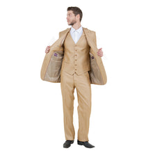 Load image into Gallery viewer, Lt. Beige Solid Shiny Sharkskin 3-PC Regular Modern Fit Suits
