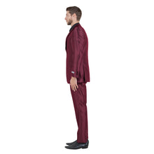 Load image into Gallery viewer, Burgundy Men's Sharskin Slim-Fit 3-Piece Suit
