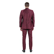 Load image into Gallery viewer, Burgundy Men's Sharskin Slim-Fit 3-Piece Suit
