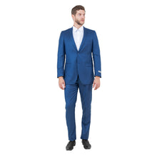 Load image into Gallery viewer, Blue Men's 2pc Sharkskin Suit Slim-Fit
