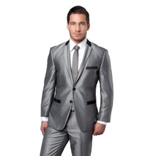 Load image into Gallery viewer, Black Tone on Tone Shiny 2-PC Slim Fit Suits
