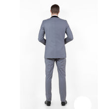 Load image into Gallery viewer, Gray / Black Solid with Black Shawl Collar Trim 2-PC Slim Fit Suits
