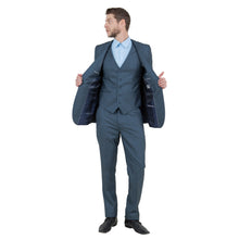 Load image into Gallery viewer, Blue Men's Slim-Fit 3-Piece Sharkskin Suit
