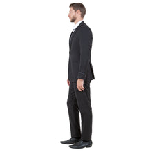 Load image into Gallery viewer, Black Men's Ultra Slim-Fit 3pc Suit w/ Expandable Waistband

