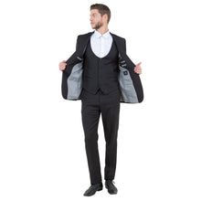Load image into Gallery viewer, Black Men's Ultra Slim-Fit 3pc Suit w/ Expandable Waistband
