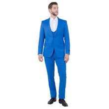 Load image into Gallery viewer, Blue Men's Ultra Slim-Fit 3pc Suit w/ Expandable Waistband
