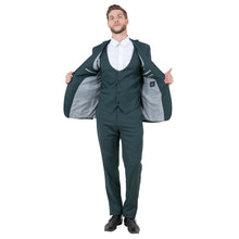 Load image into Gallery viewer, Hunter Green Men's Ultra Slim-Fit 3pc Suit w/ Expandable Waistband
