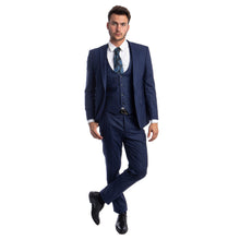 Load image into Gallery viewer, Blue Men's Ultra Slim-Fit 3-Piece Glen Check Suit
