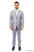 Load image into Gallery viewer, Lt. Blue Pinstripe tone on tone 3-PC Slim Fit Suits
