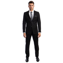 Load image into Gallery viewer, Black Men's Hybrid-Fit 3pc Paisley Suit w/ Wide Black Shawl Collar
