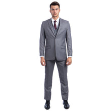 Load image into Gallery viewer, Mid Grey Men's Hybrid-Fit 3pc Paisley Suit w/ Wide Black Shawl Collar

