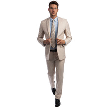 Load image into Gallery viewer, Tan Men's Hybrid-Fit 3pc Paisley Suit w/ Wide Black Shawl Collar
