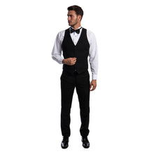 Load image into Gallery viewer, White Men's Hybrid-Fit 3pc Paisley Suit w/ Wide Black Shawl Collar
