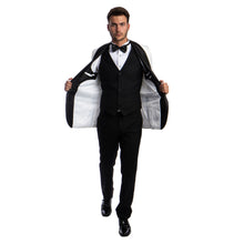 Load image into Gallery viewer, White Men's Hybrid-Fit 3pc Paisley Suit w/ Wide Black Shawl Collar
