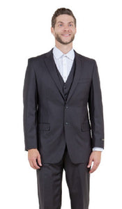 Mens Modern Fit Suit 3 Piece Dark Gray M302-13