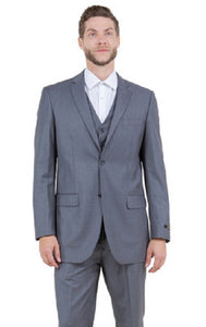 Mens Modern Fit Suit 3 Piece Classic Gray M302-14