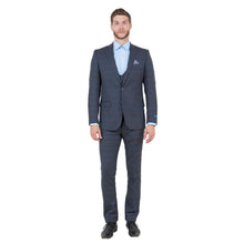 Load image into Gallery viewer, Men's Skinny-Fit Glen Plaid 3pc Suit Set w/ U-Neck Vest
