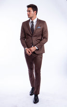 Load image into Gallery viewer, Brown 2 PC Birdseye Suit Skinny Fit Suits
