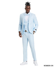 Load image into Gallery viewer, Sky Blue Suit with U-Shaped Shawl Collared Vest
