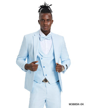 Load image into Gallery viewer, Sky Blue Suit with U-Shaped Shawl Collared Vest
