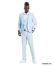 Load image into Gallery viewer, Sky Blue Suit with U-Shaped Shawl Collared Vest
