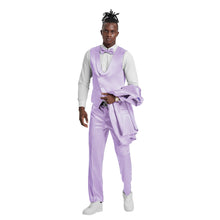 Load image into Gallery viewer, Lavender Solid Shiny U-Shape Vest Mens-suit
