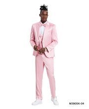 Load image into Gallery viewer, Dusty Rose Solid Shiny U-Shape Vest Mens-suit
